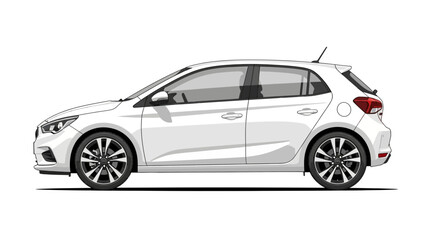 Sleek white hatchback illustration showcasing modern design elements