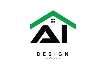 AI Letter Logo – Green Roof House Monogram for Real Estate & Home Branding