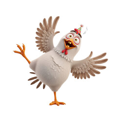 Whimsical avian illustration with party hat celebrating, expressive character