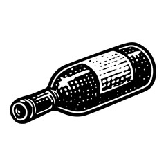 Horizontal Vintage Wine Bottle: Cellar Storage Illustration