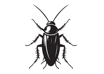 cockroach logo silhouette vector, cockroach silhouette vector illustration, roach silhouette vector logo, silhouette of cockroach insect, cockroach insect logo silhouette vector on white background.