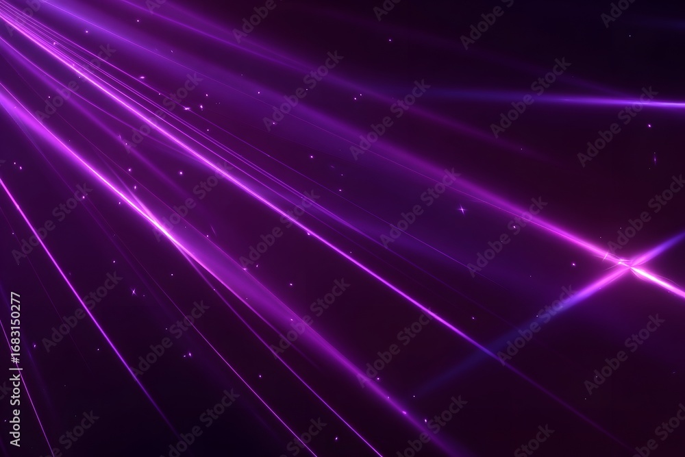 Wall mural abstract purple background with laser beams and light rays. neon lights, glow effect for dynamic dig