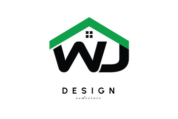 YJ Letter Logo – Green Roof House Monogram for Real Estate & Home Branding