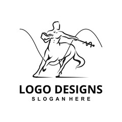 Minimalist sketch of a Greek mythological centaur figure with a whip, a powerful symbol for a logo
