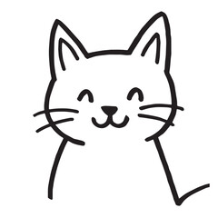 Cat Doodle Black and White Illustration Vector Image Cute Kitten Sketch Line Art Drawing Silhouette