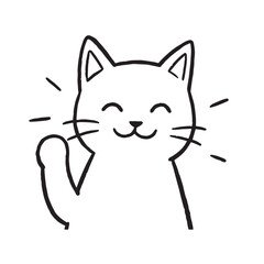 Cat Doodle Black and White Illustration Vector Image Cute Kitten Sketch Line Art Drawing Silhouette