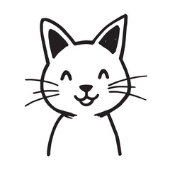 Cat Doodle Black and White Illustration Vector Image Cute Kitten Sketch Line Art Drawing Silhouette