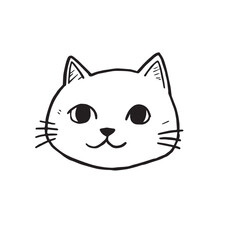 Cat Doodle Black and White Illustration Vector Image Cute Kitten Sketch Line Art Drawing Silhouette