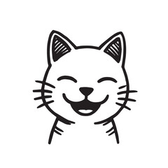 Cat Doodle Black and White Illustration Vector Image Cute Kitten Sketch Line Art Drawing Silhouette