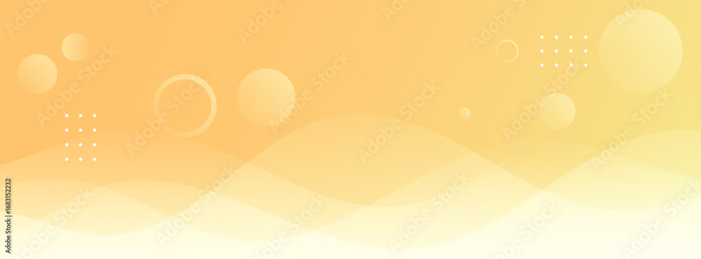 Poster abstract modern wavy yellow orange gradient banner background with soft circles and geometric shapes