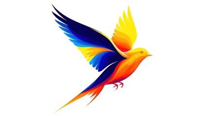 Vibrant Colorful Bird in Flight Artistic Illustration.