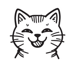 Cat Doodle Black and White Illustration Vector Image Cute Kitten Sketch Line Art Drawing Silhouette