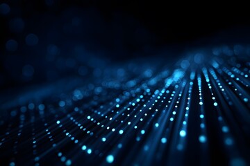 Abstract blue digital background with glowing lines and dots, representing technology or cyberspace. 