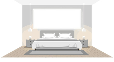 Calm bedroom interior design concept with a modern and tranquil atmosphere