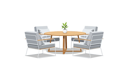 Elegant Patio Set with Round Table and Four Chairs Illustration