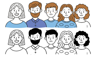 Friendly Faces – Hand-Drawn, cartoon, boy, child, vector, woman, icon, face, illustration, fun, design, smile, avatar 