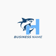 design logo creative shark and letter H
