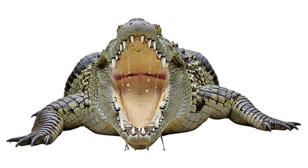Aggressive Crocodile Jaw Open Showing Teeth Reptile Predator Threatening Danger Fierce Wildlife Animal Nature