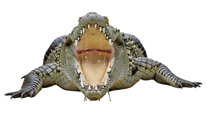 Aggressive Crocodile Jaw Open Showing Teeth Reptile Predator Threatening Danger Fierce Wildlife Animal Nature
