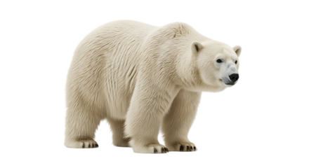 Majestic Polar Bear Standing Proudly Isolated on Transparent Background Representing Arctic Wildlife and Wilderness Conservation Efforts
