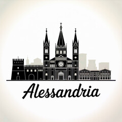 Alessandria Italy Skyline Silhouette &mdash; A Historic Piedmont City Vector Illustration