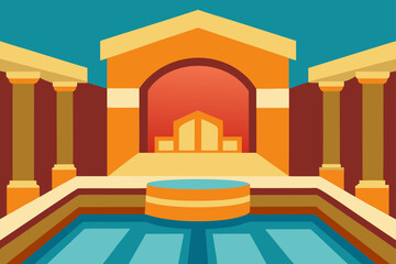 a grand ancient roman bathhouse with intricate mos