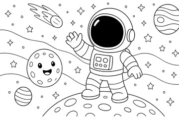 Coloring pages for kids of a astronaut © Aldo