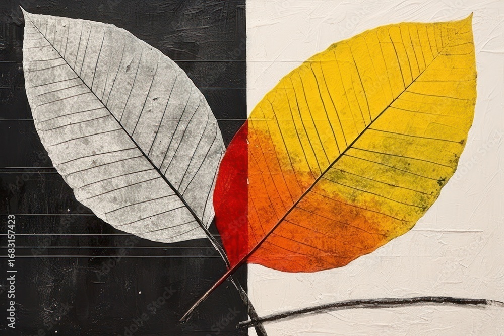 Canvas Prints minimal simple leaf art plant tree.