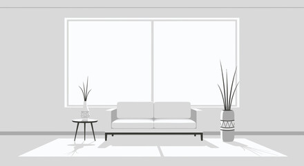 Stylized Interior Space with Minimalist Furniture and Subtle Decorations