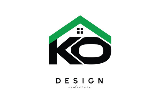 KO Letter Logo &ndash; Green Roof House Monogram for Real Estate & Home Branding