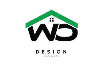 WO Letter Logo – Green Roof House Monogram for Real Estate & Home Branding
