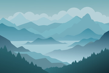 dense fog covering a valley  with only the tops of