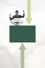 Collage of businessman businesswoman upward rising graph lines arrows symbolizing business growth...