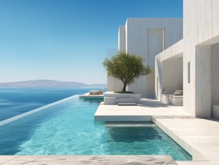 Fototapeta premium A pool with a tree in front of it