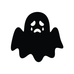 Black ghost crying icon spooky halloween