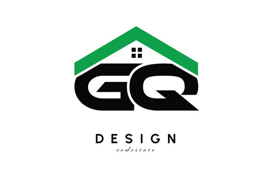 GQ Letter Logo &ndash; Green Roof House Monogram for Real Estate & Home Branding