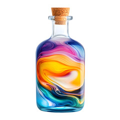 Vibrant Swirling Liquid in Unique Glass Bottle Photography
