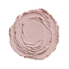 Pale pink, circular, textured cosmetic
