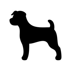Silhouette of a Jack Russell Terrier Standing Tall Against a White Background