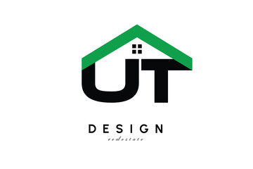 UT Letter Logo – Green Roof House Monogram for Real Estate & Home Branding