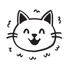 Cat Doodle Black and White Illustration Vector Image Cute Kitten Sketch Line Art Drawing Silhouette