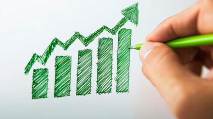 businessman drawing a growth graph on a whiteboard.