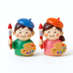 Obraz premium 絵描きの男性と女性