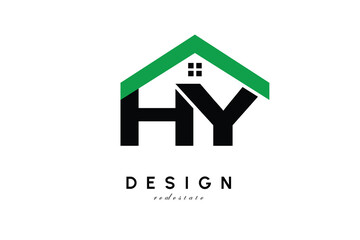 HY Letter Logo – Green Roof House Monogram for Real Estate & Home Branding