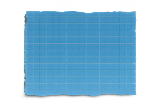 Blue piece graph cardboard paper with torn edges isolated on white background showing rough texture and blank design