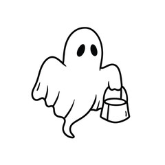 Ghost holding trick or treat bag halloween