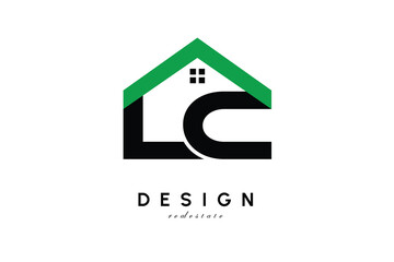 LC Letter Logo – Green Roof House Monogram for Real Estate & Home Branding