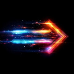 arrow pointing to the right on a black background. Movement concept