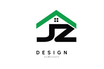 JZ Letter Logo – Green Roof House Monogram for Real Estate & Home Branding