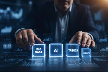 Big data and AI reveal powerful insights and trends as a data analyst explores advanced technology